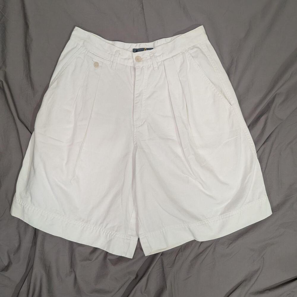 Liz Claiborne Lizwear White Cotton Bermuda Shorts High Waisted Vintage Sz 10